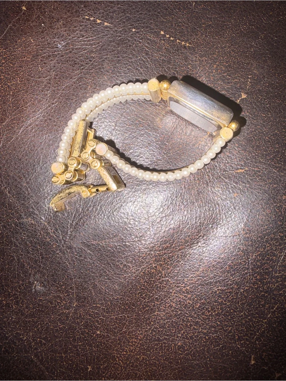 Pearl Gold and Silver Beaded Bracelet Watch